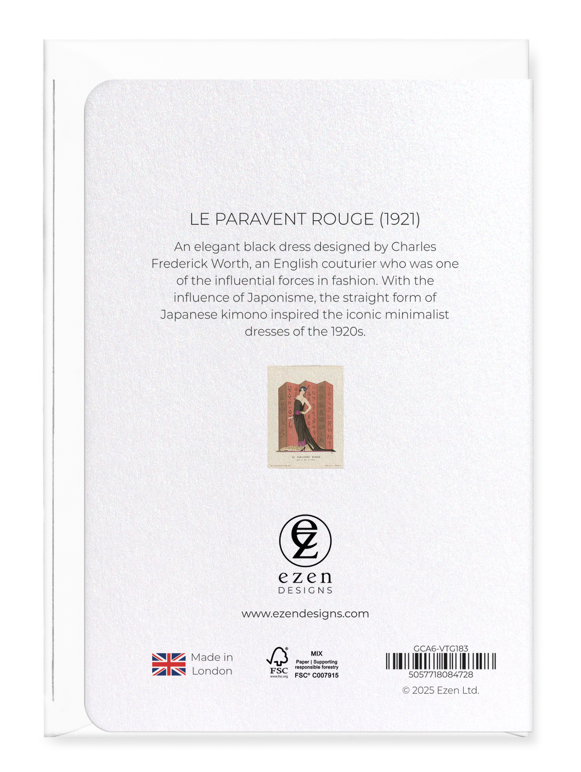 Ezen Designs - Le Paravent Rouge (1921) - Greeting Card - Back