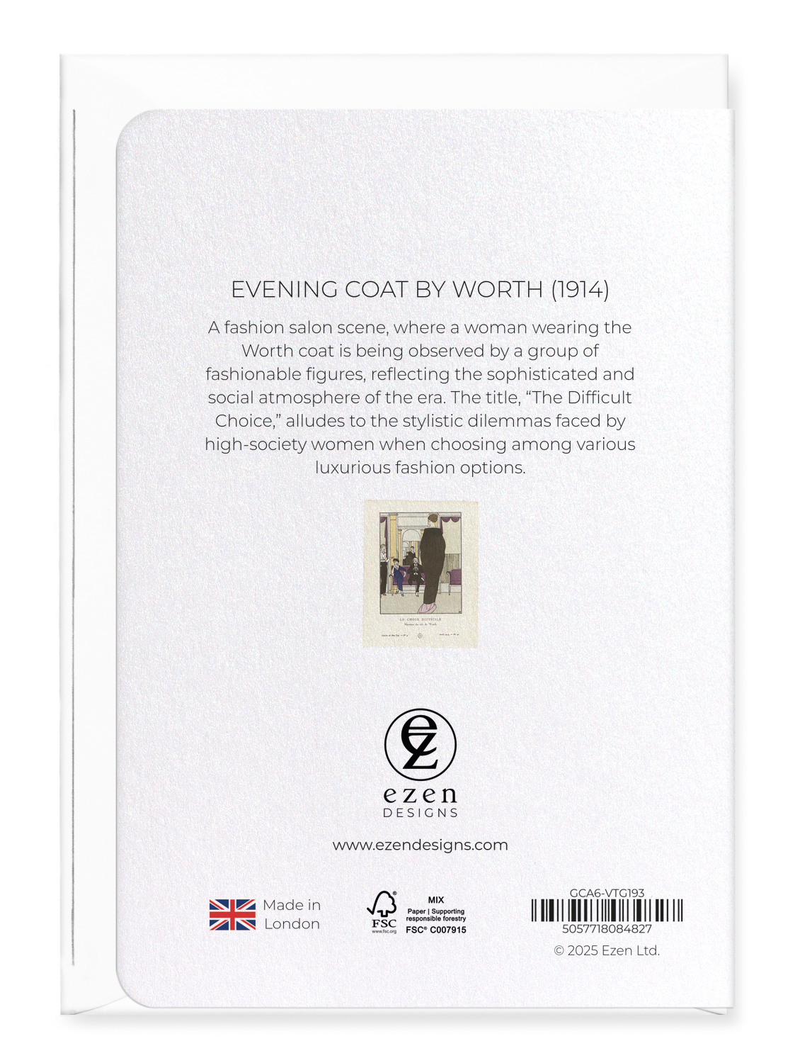 Ezen Designs - Evening Coat by Worth (1914) - Greeting Card - Back