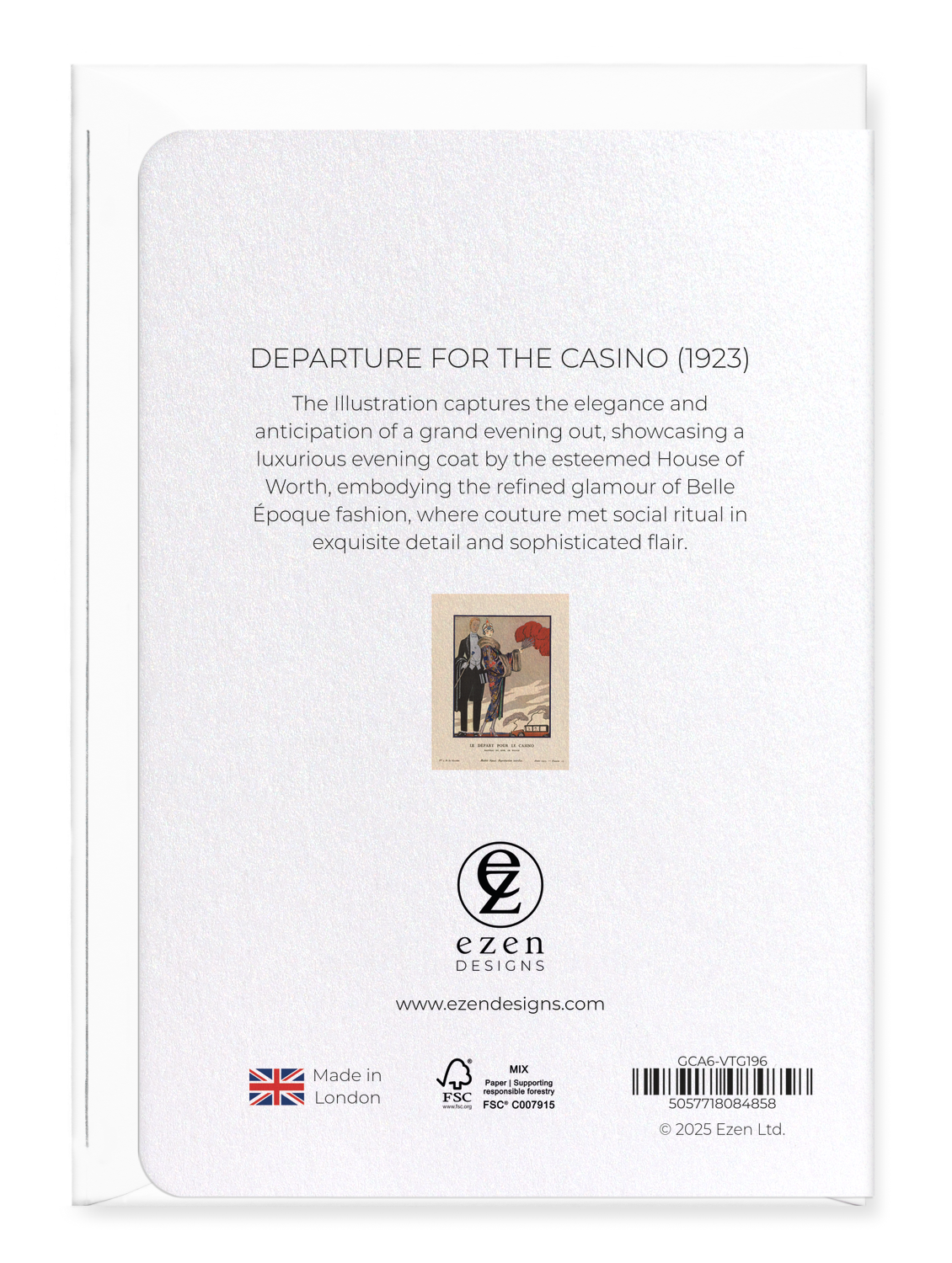 Ezen Designs - Departure for the Casino (1923) - Greeting Card - Back