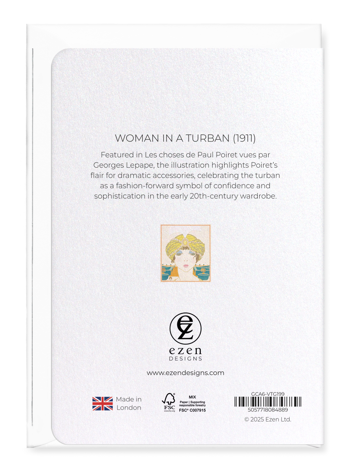 Ezen Designs - Woman in a Turban (1911) - Greeting Card - Back