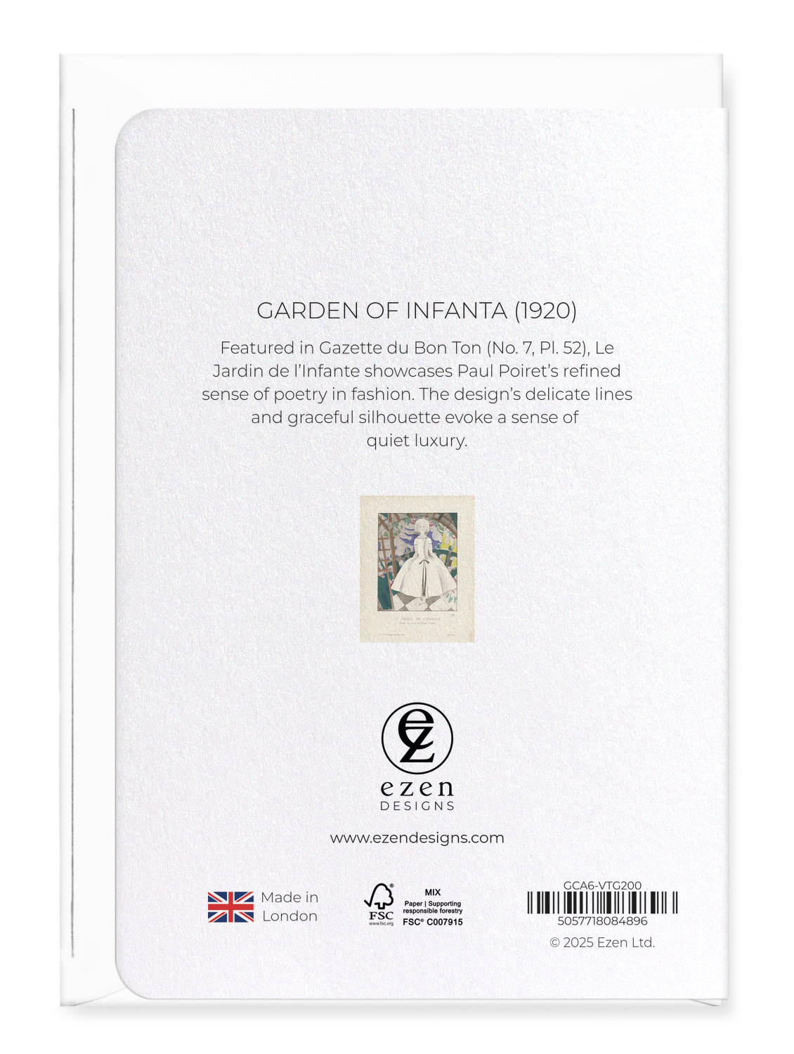 Ezen Designs - Garden of Infanta (1920) - Greeting Card - Back