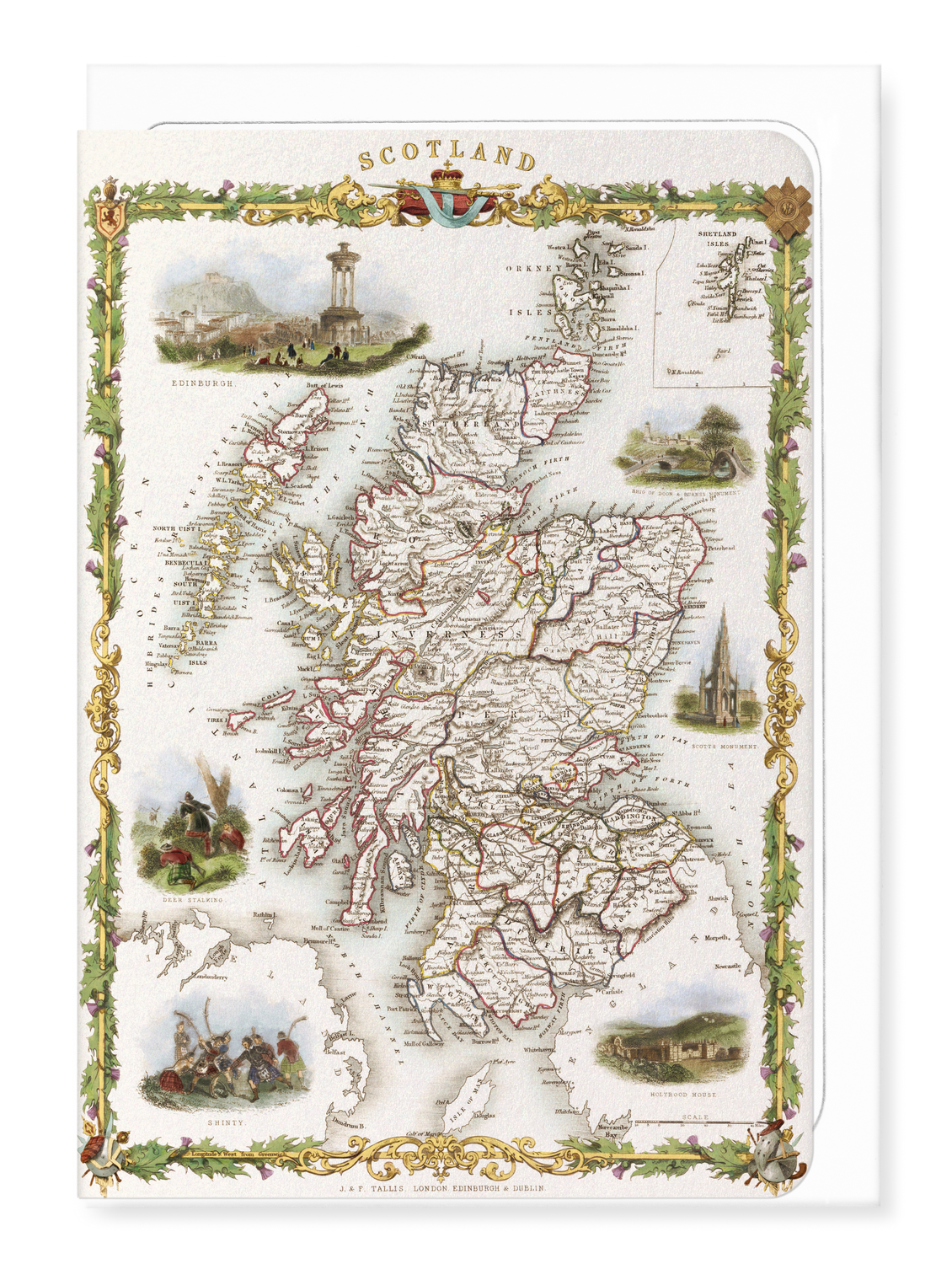 Ezen Designs - Map of Scotland (1851) - Greeting Card - Front