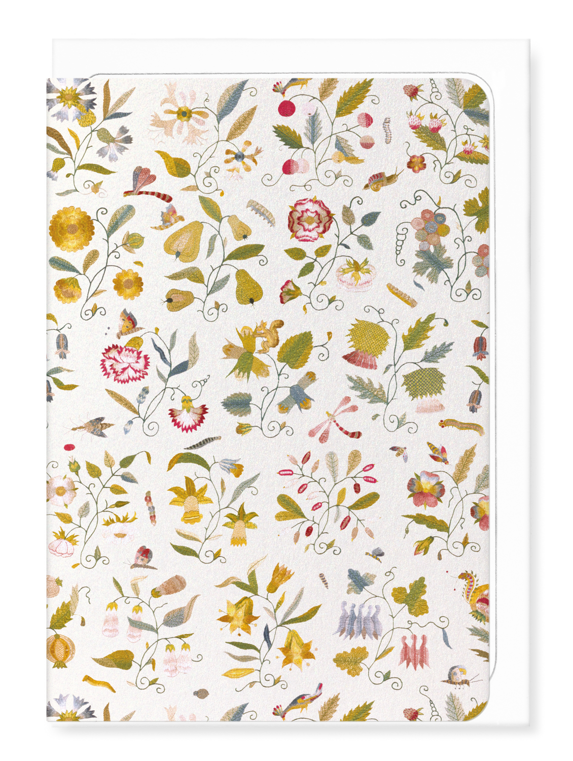 Ezen Designs - Tudor Embroidery of Nature on White (17th C.) - Greeting Card - Front