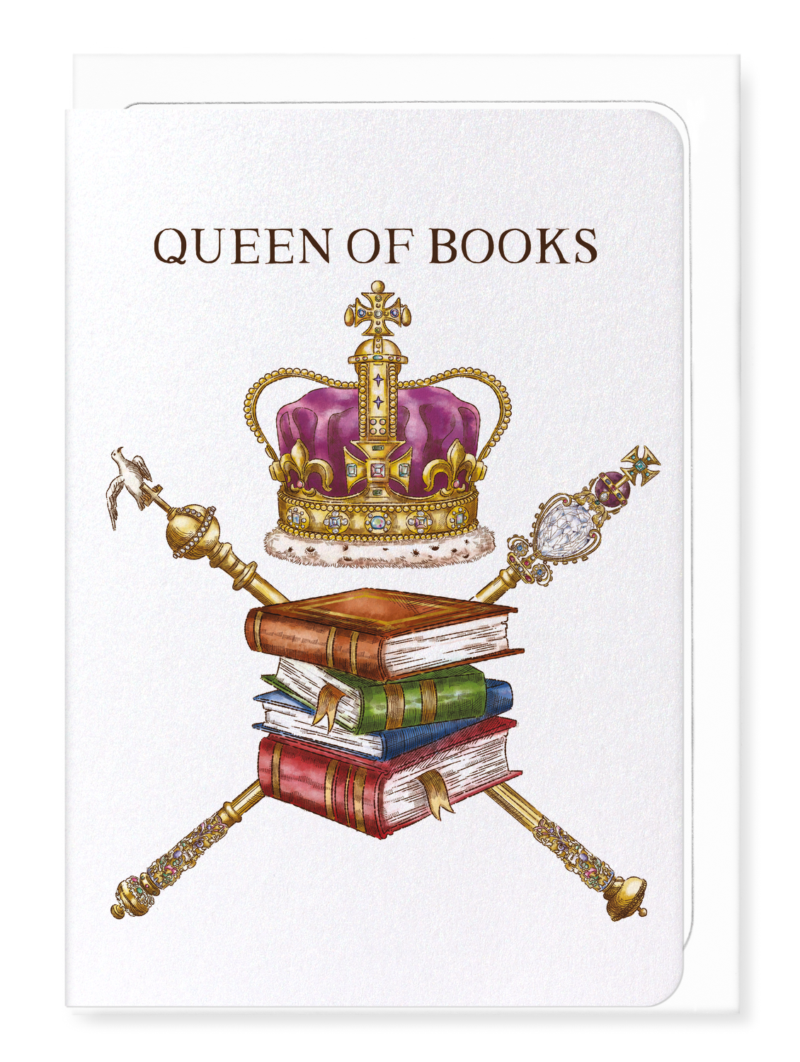 Ezen Designs - Queen of books - Greeting Card - Front