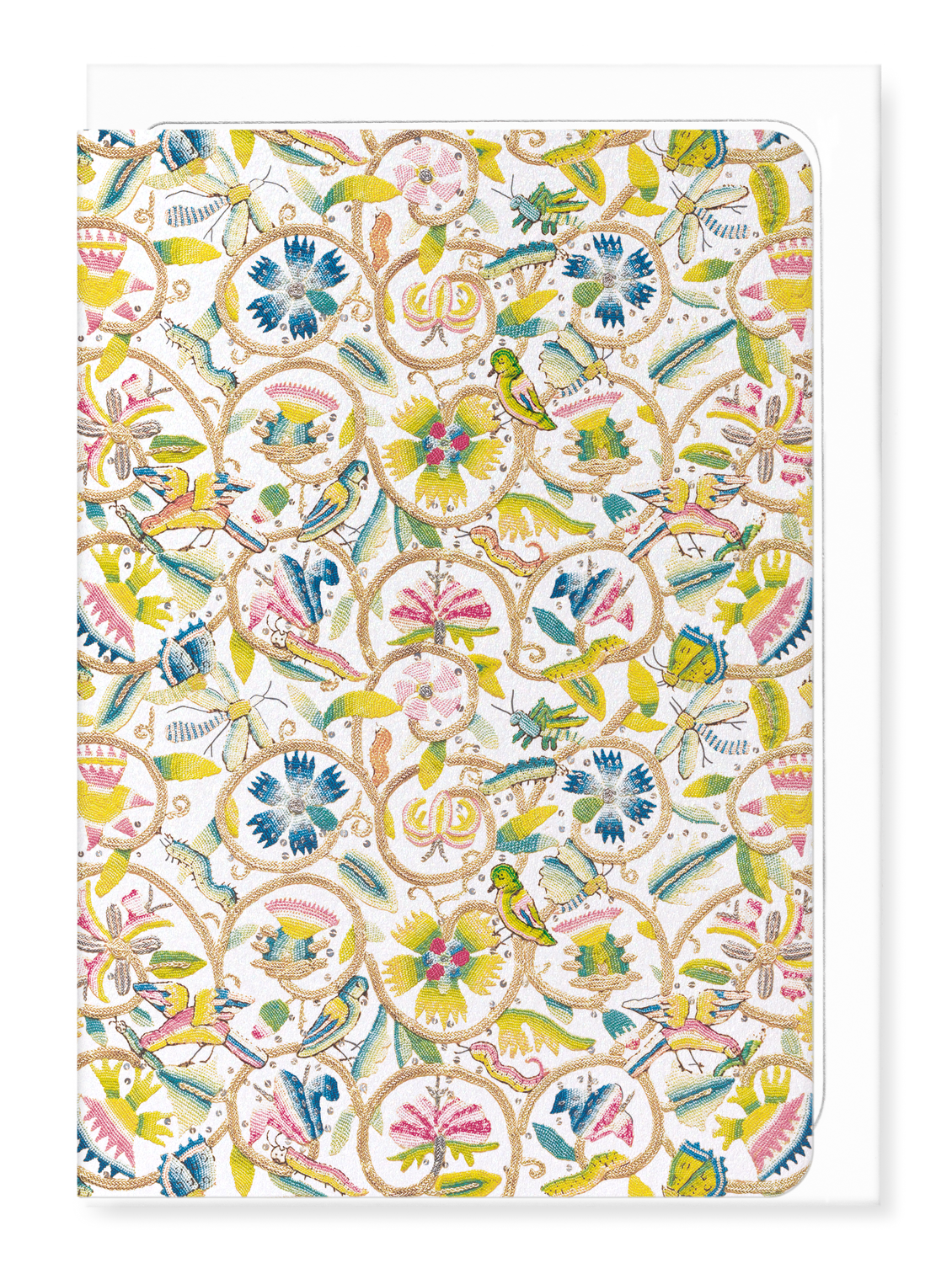 Ezen Designs - Tudor Coif Embroidery on White (17th C.) - Greeting Card - Front