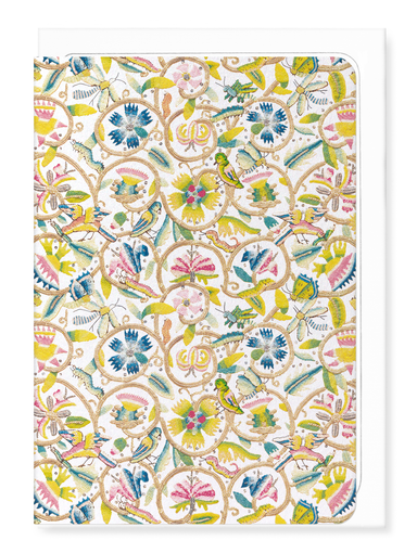 Ezen Designs - Tudor Coif Embroidery on White (17th C.) - Greeting Card - Front