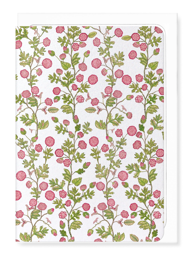 Ezen Designs - Tudor Embroidery of Roses on White (16th C.) - Greeting Card - Front