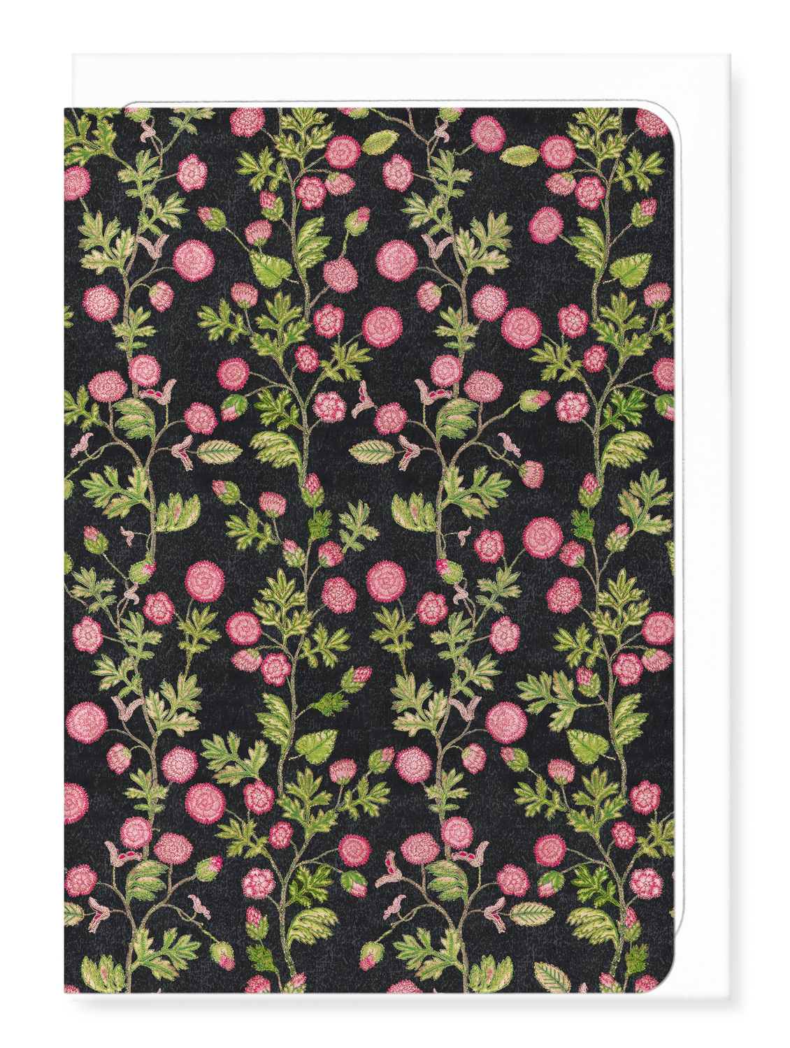 Ezen Designs - Tudor Emboidery of Roses on Black (16th C.) - Greeting Card - Front