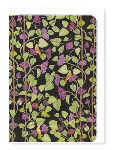 Ezen Designs - Embroidery of Grape Vines on black (16th C.) - Greeting Card - Front