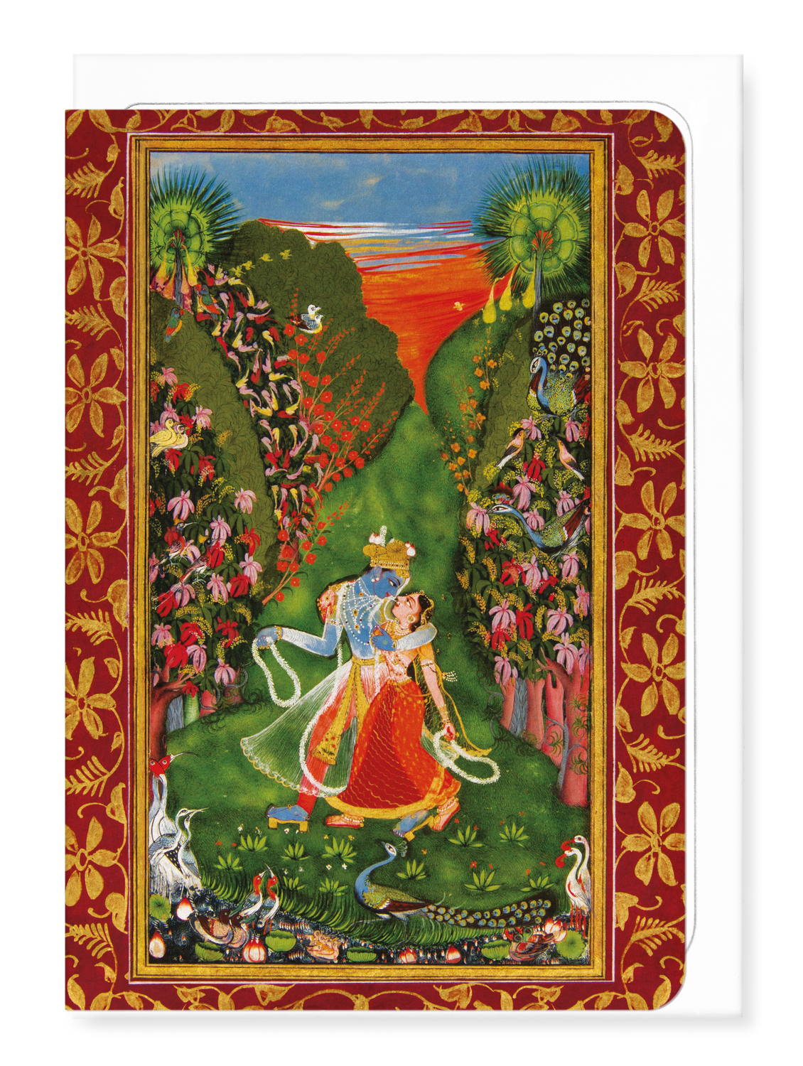 Ezen Designs - Radha and Krishna in a Flowering Grove (1720) - Greeting Card - Front