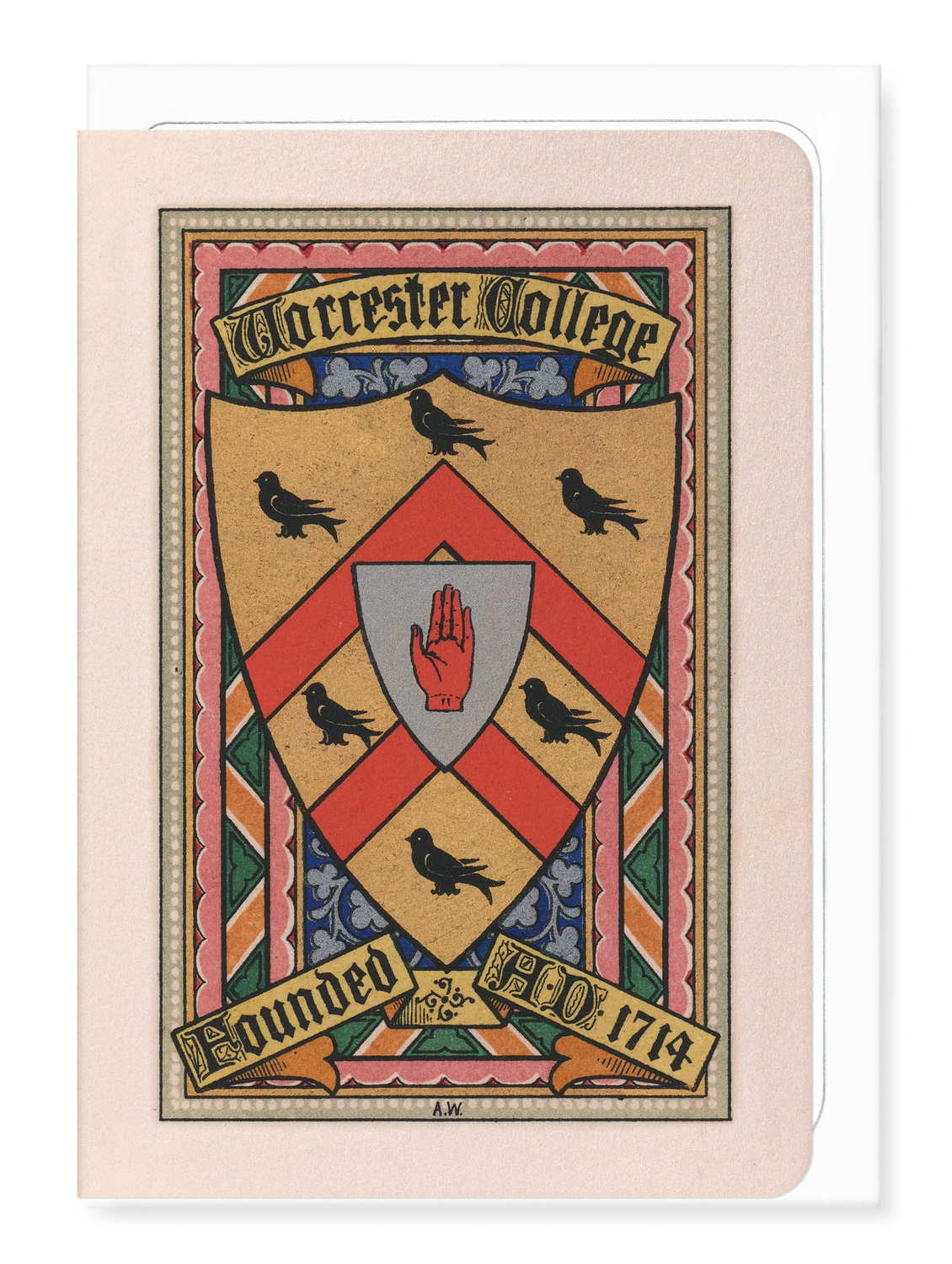 Ezen Designs - Worcester College Crest - Greeting Card - Front