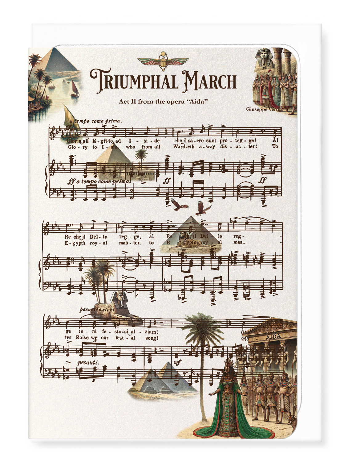 Ezen Designs - Aida - Triumphal March - Opera Music Score - Greeting Card - Front