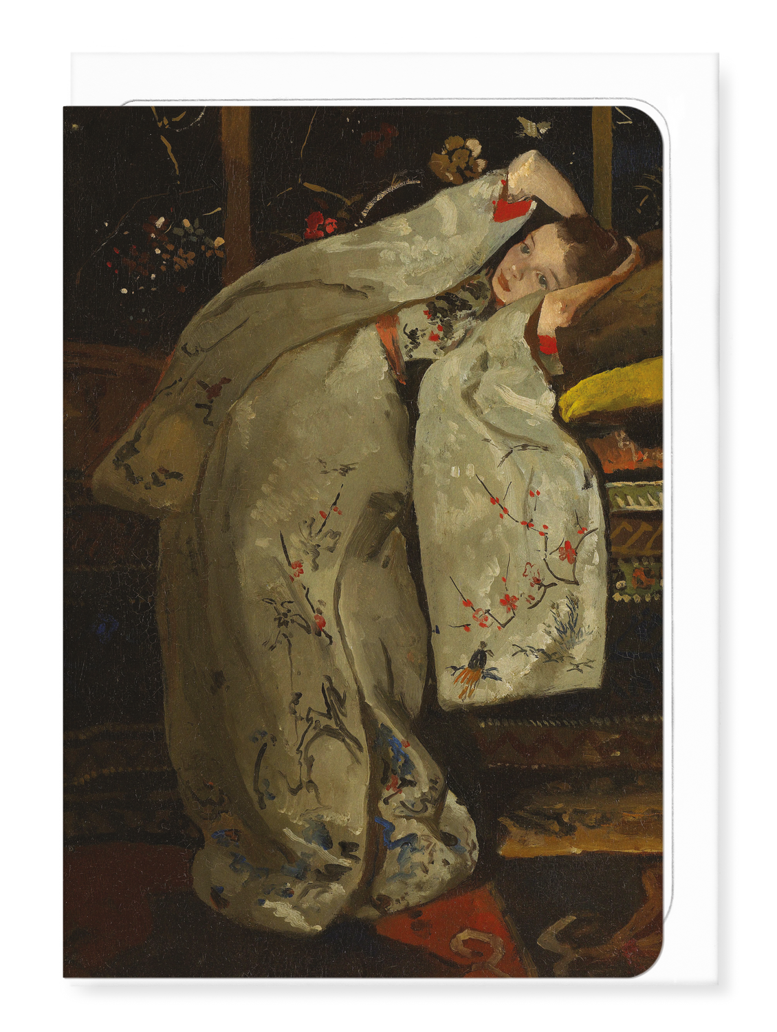 Ezen Designs - Girl in White Kimono (1894) - Greeting Card - Front