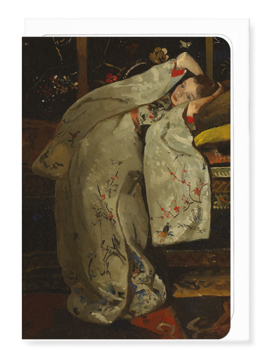 Ezen Designs - Girl in White Kimono (1894) - Greeting Card - Front