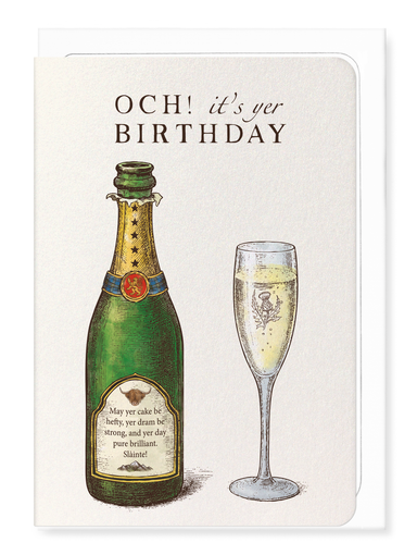 Ezen Designs - Happy Birthday Scottish Champagne - Greeting Card - Front
