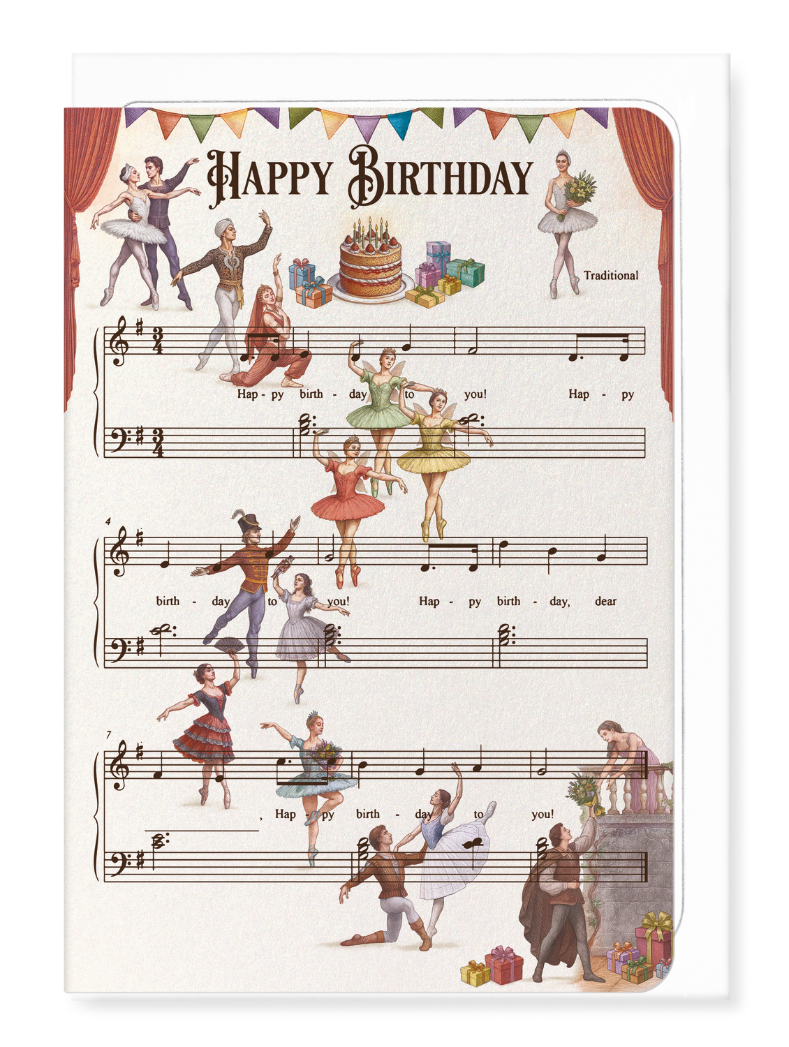 Ezen Designs - Ballet Birthday Music Score - Greeting Card - Front
