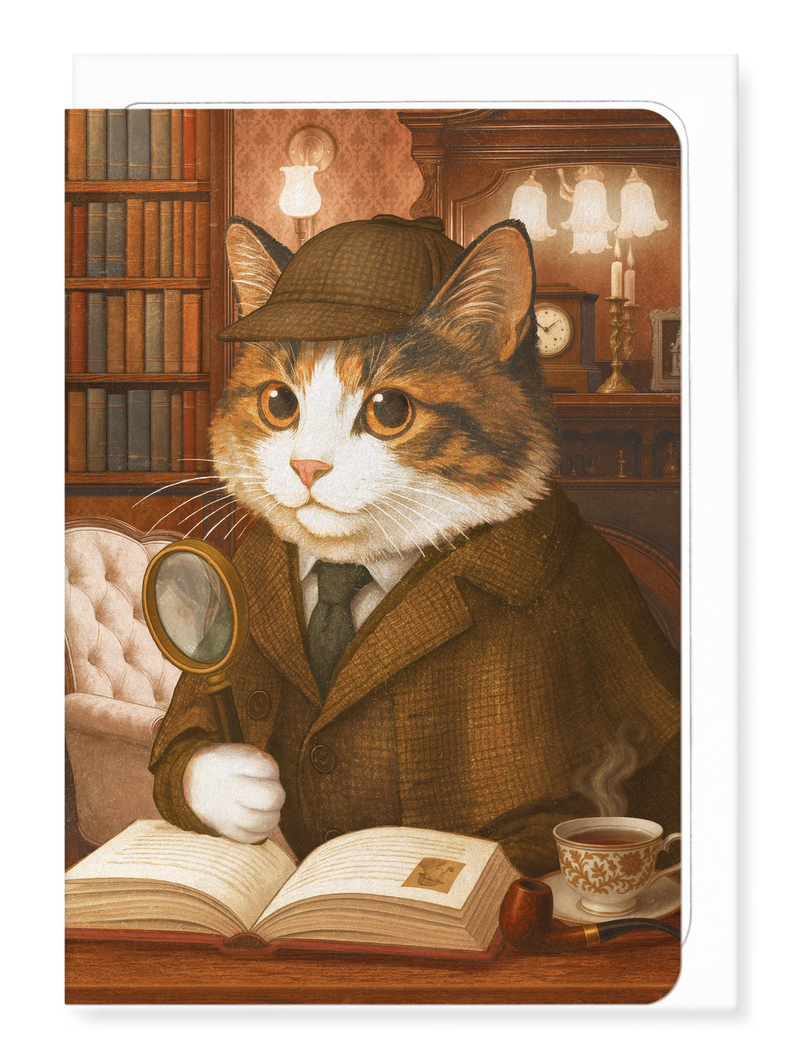 Ezen Designs - Feline Detective - Greeting Card - Front
