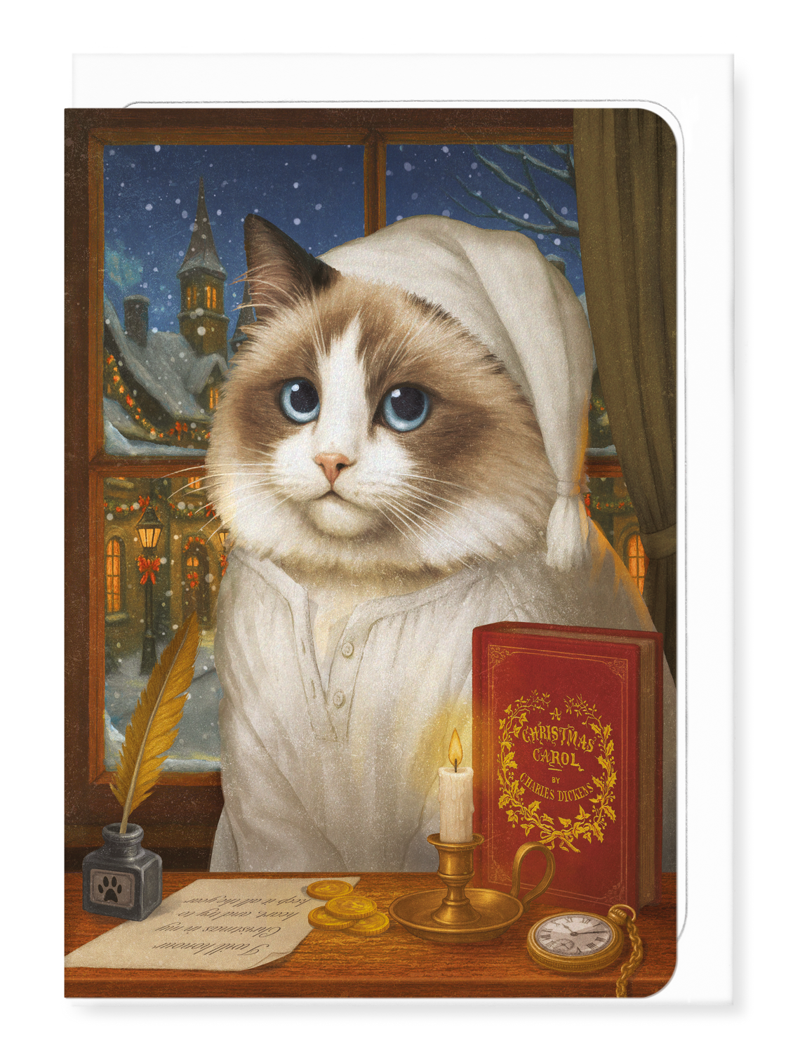 Ezen Designs - A Purrfect Scrooge - Greeting Card - Front