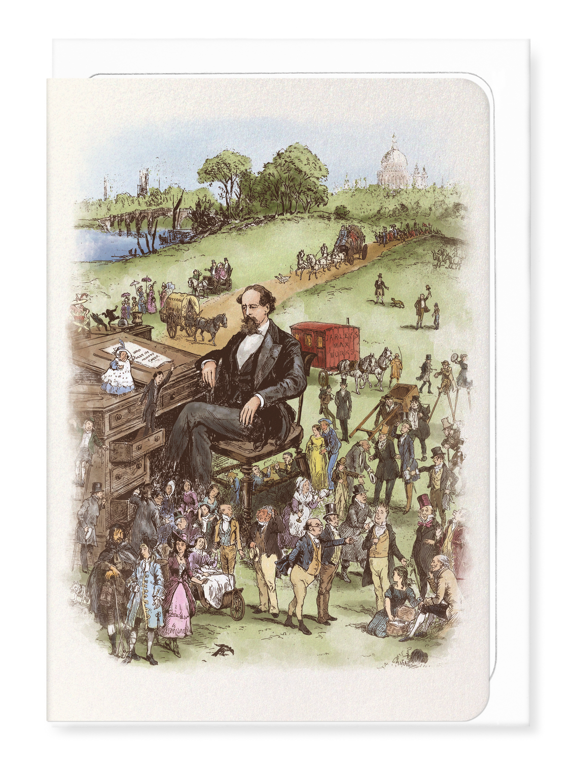Ezen Designs - Dickens surrounded by his characters (1889) - Greeting Card - Front