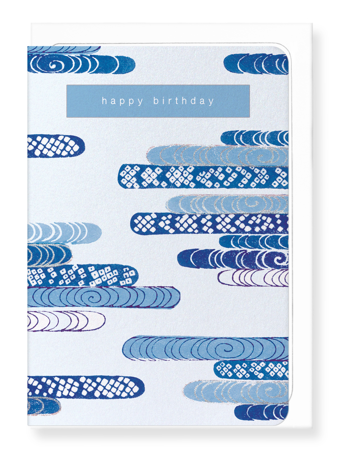 Ezen Designs - Blue waves of birthday wishes - Greeting Card - Front