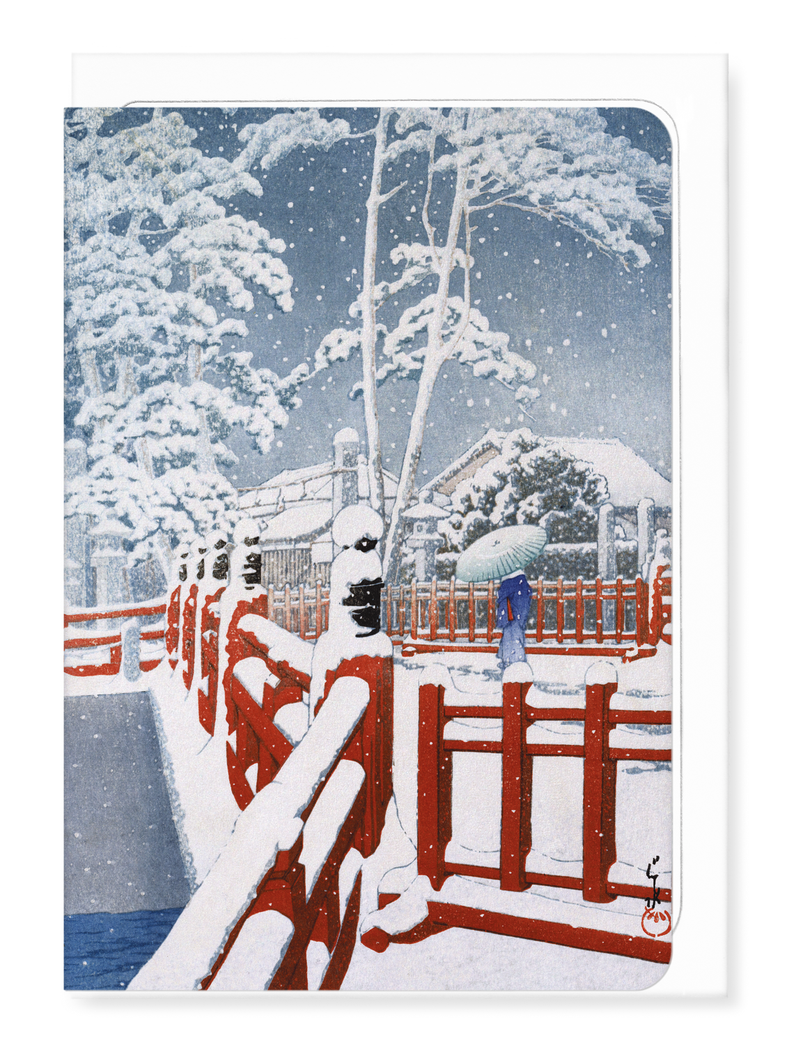 Ezen Designs - Snow at bridge - Greeting Card - Front