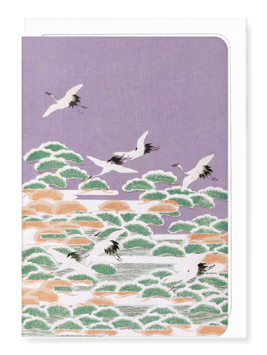Ezen Designs - Kimono Hem of Cranes and Pine Tree (1899) - Greeting Card - Front