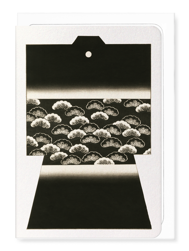 Ezen Designs - Kimono of Pine Trees on Black (1899) - Greeting Card - Front