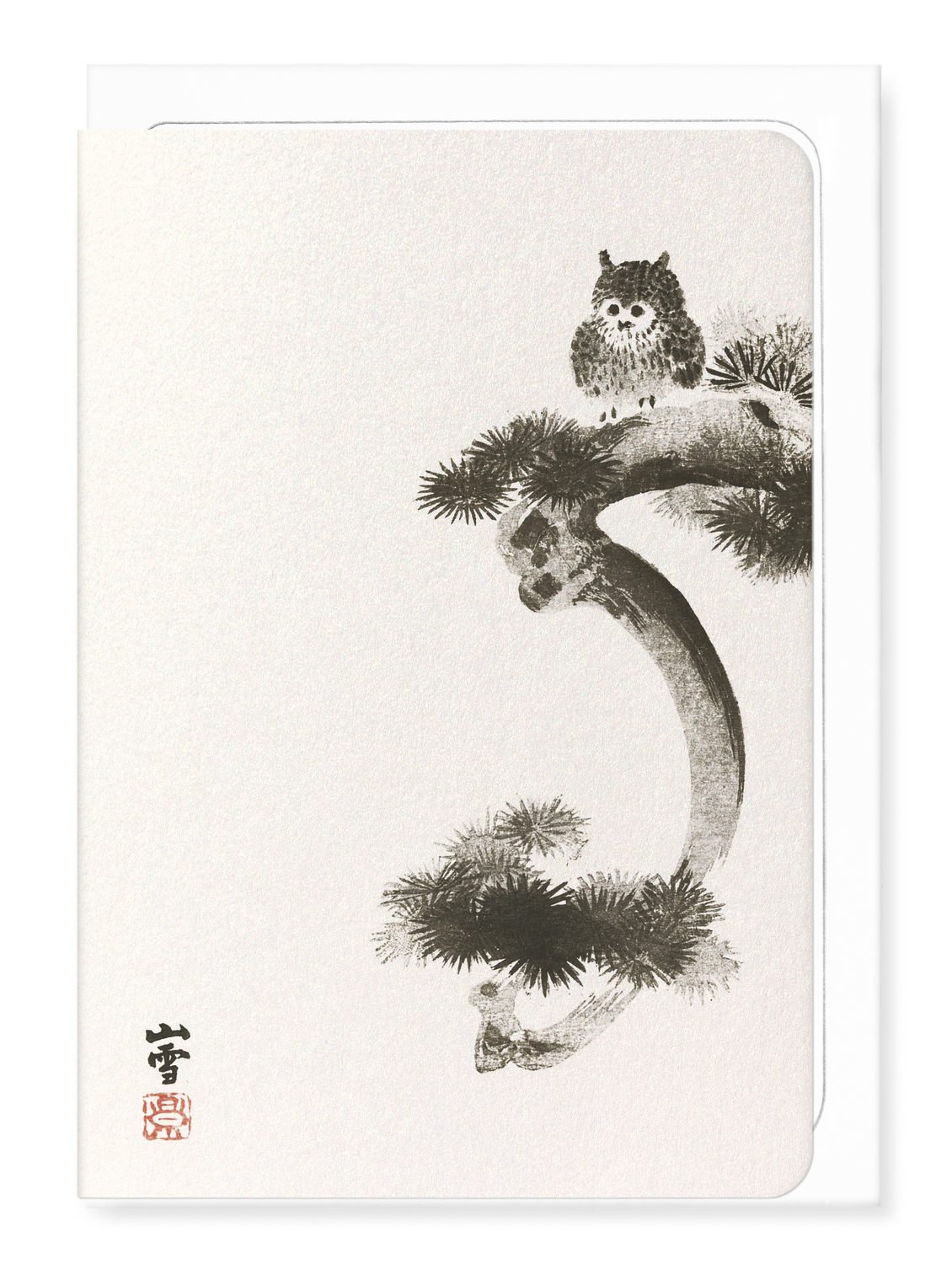 Ezen Designs - Owl on pine tree - Greeting Card - Front