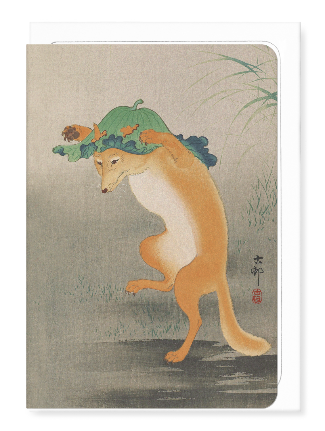 Ezen Designs - Dancing fox (c.1910) - Greeting Card - Front