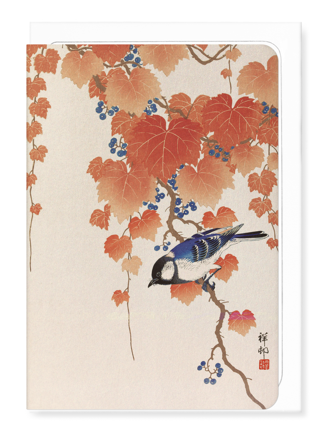Ezen Designs - Bird and red ivy - Greeting Card - Front