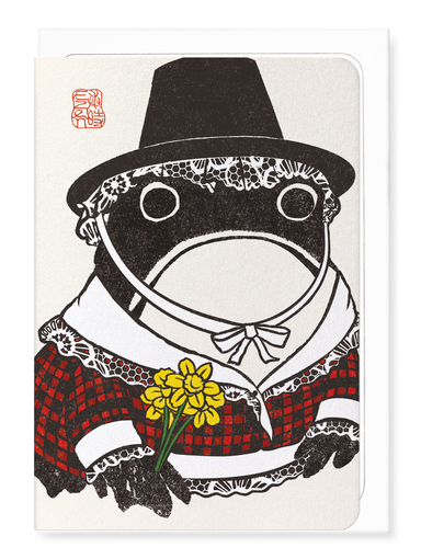 Ezen Designs - Welsh lady Ezen Frog - Greeting Card - Front