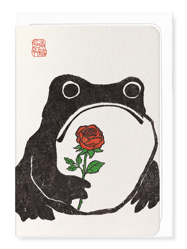 Ezen Designs - Single Rose Ezen Frog - Greeting Card - Front