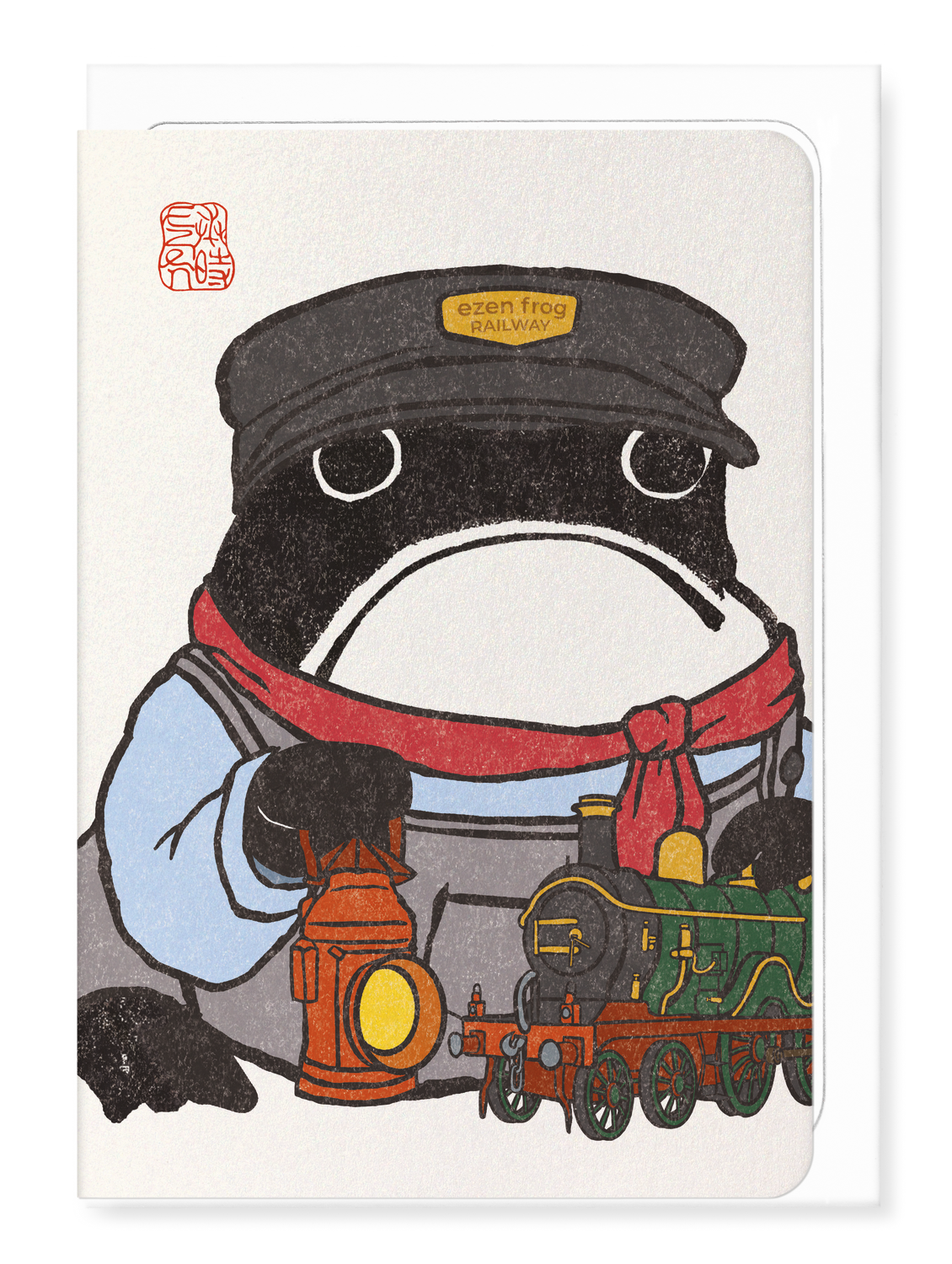 Ezen Designs - Train driver Ezen Frog - Greeting Card - Front
