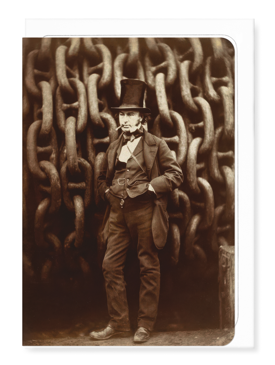 Ezen Designs - Brunel before the Launching Chains of the Great Eastern (1857) - Greeting Card - Front