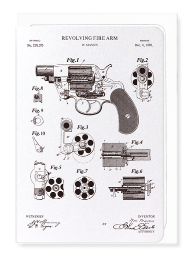 Ezen Designs - Patent of revolving fire-arms (1881) - Greeting Card - Front
