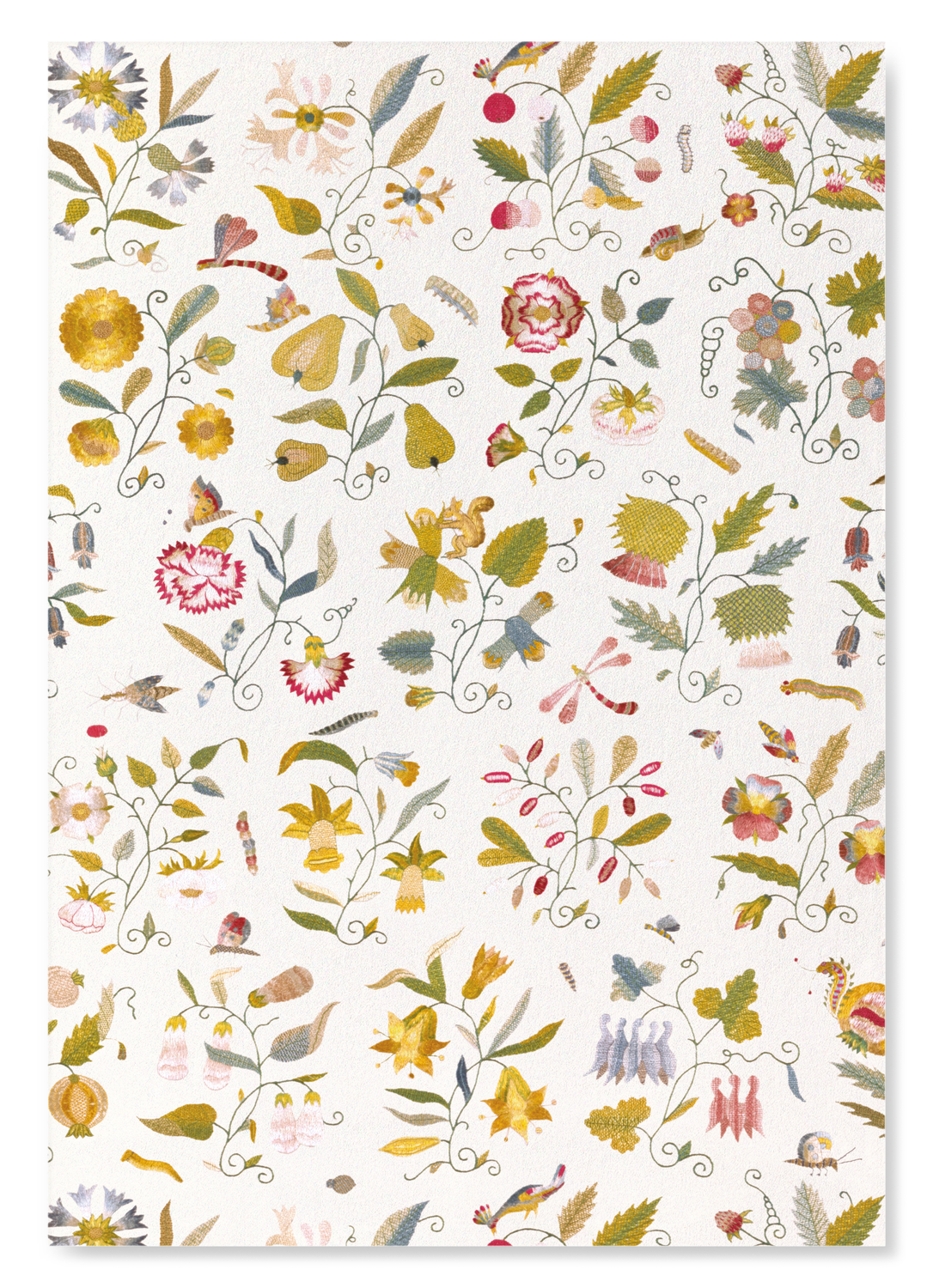 TUDOR EMBROIDERY OF NATURE ON WHITE (17TH C.)