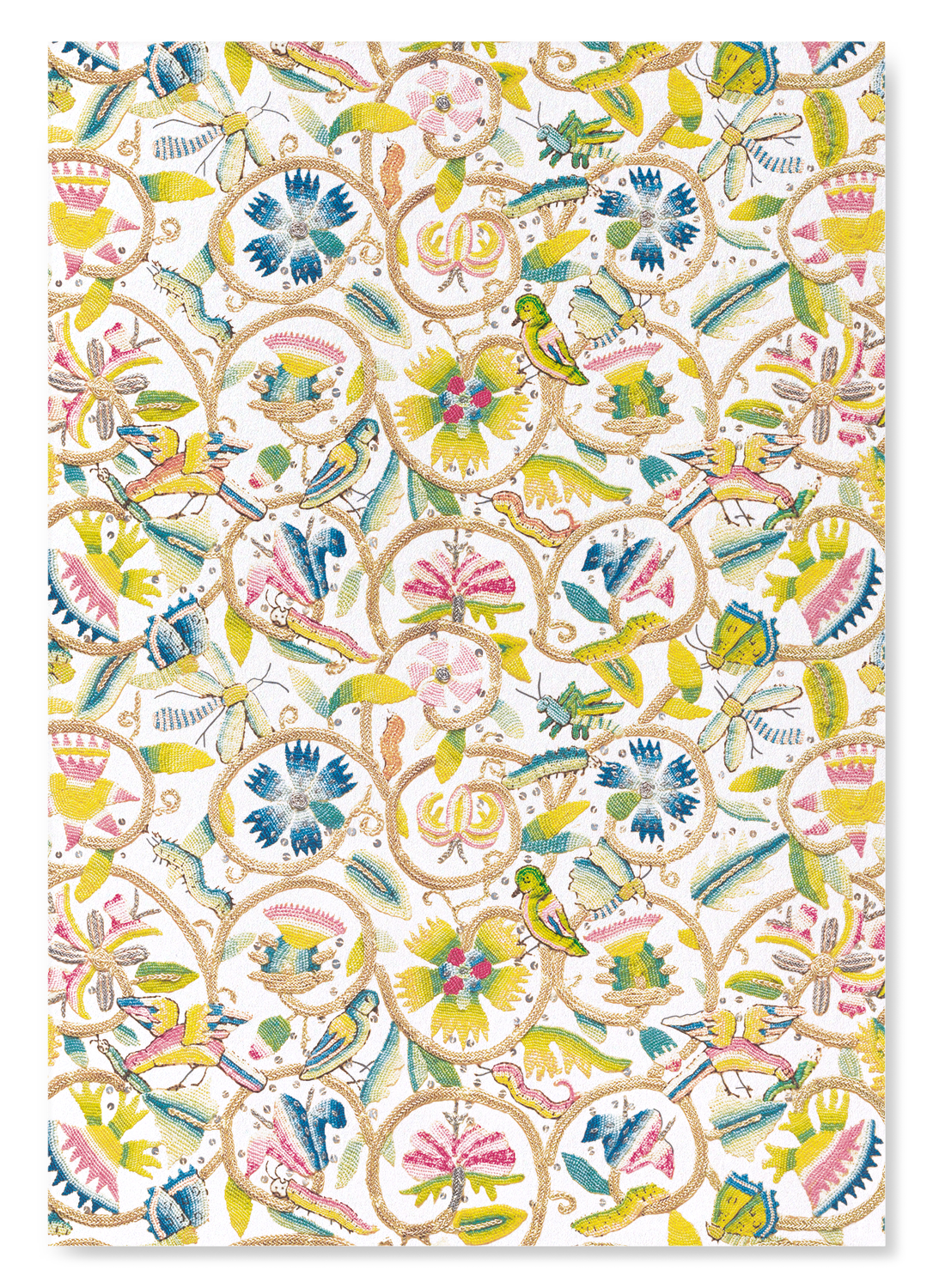 TUDOR COIF EMBROIDERY ON WHITE (17TH C.)