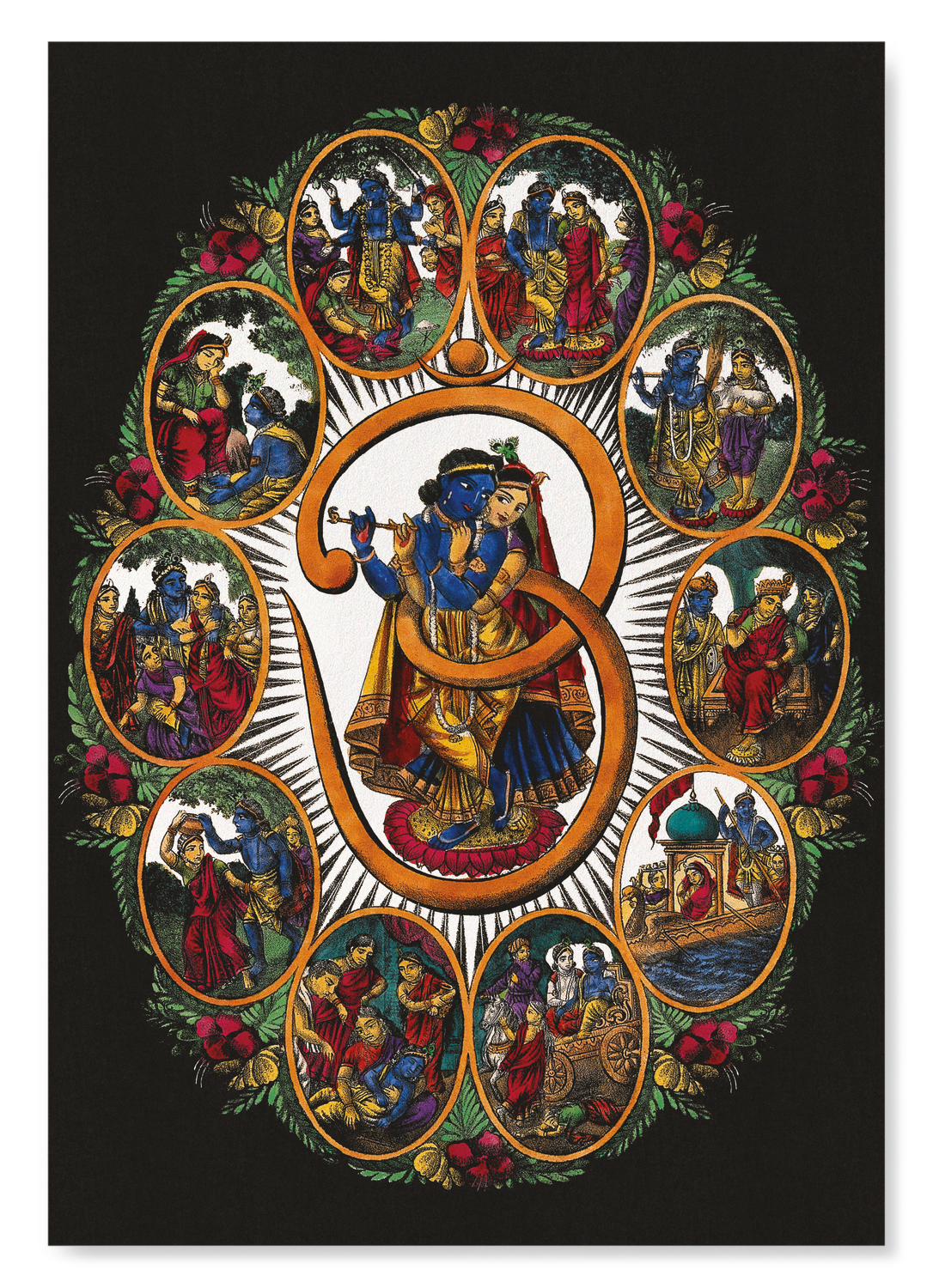 RADHA AND KRISHNA WITHIN AN "OM"