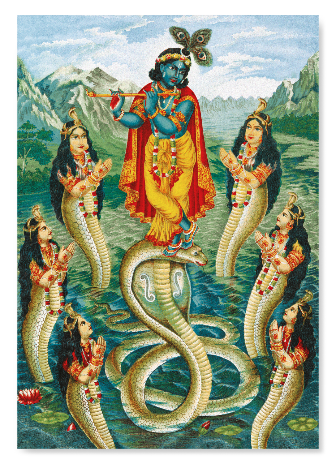 KRISHNA SUBDUING KALIYA (C.1890)