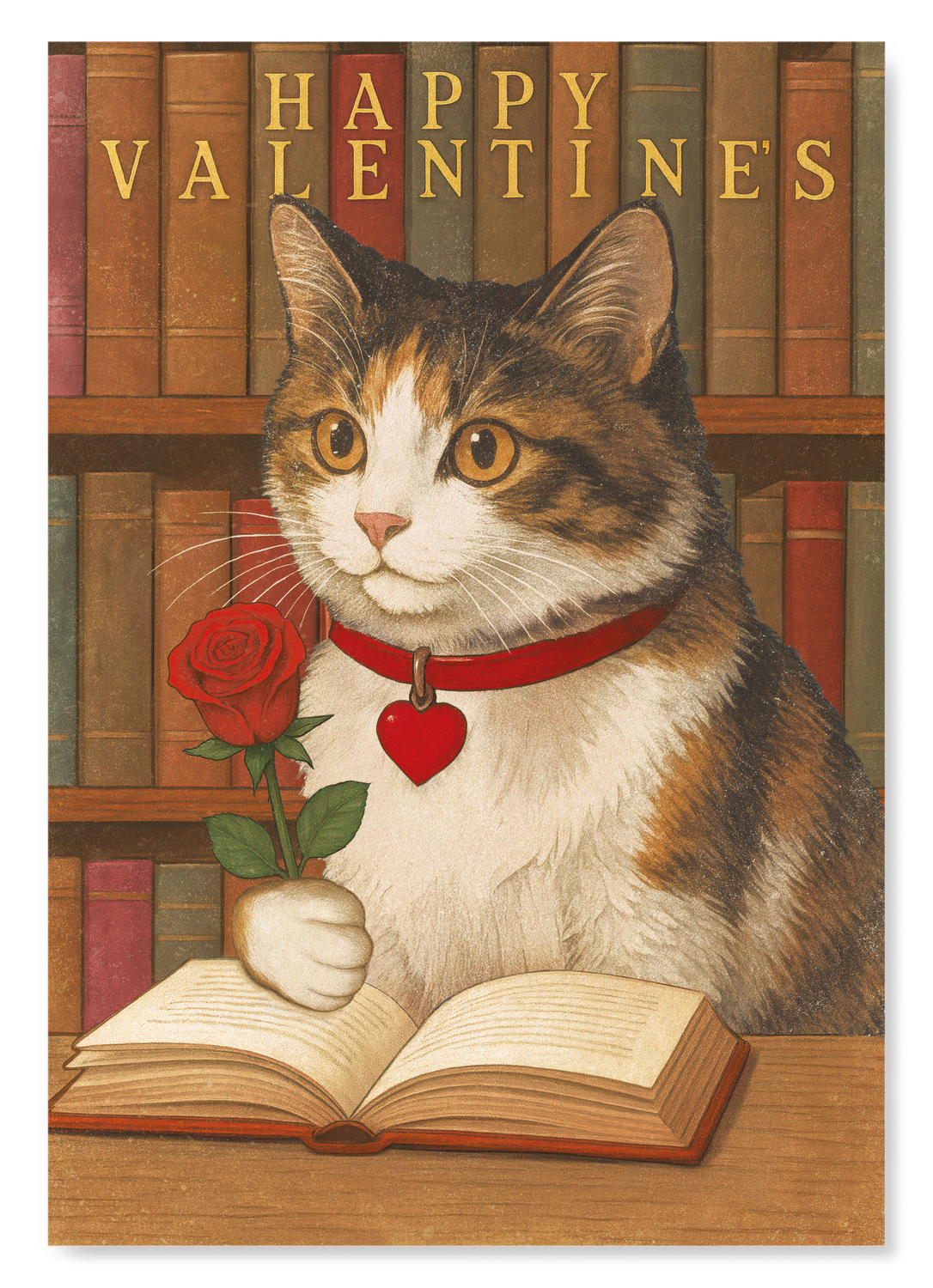 HAPPY VALENTINE'S READING CAT