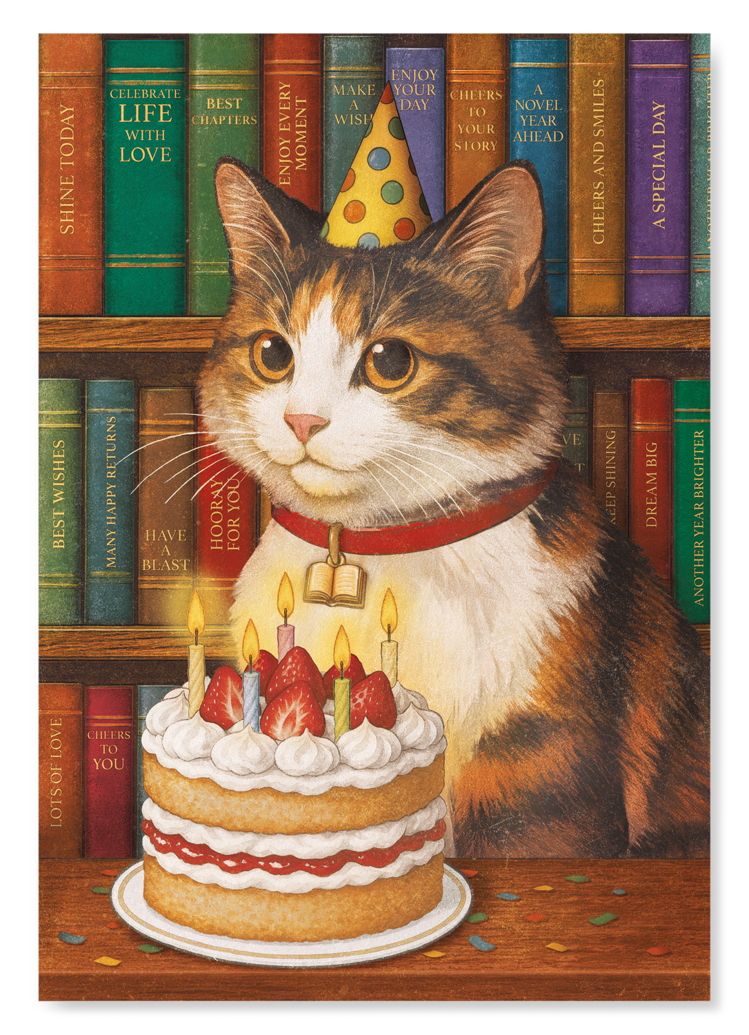 BIRTHDAY CAT AND BOOKS