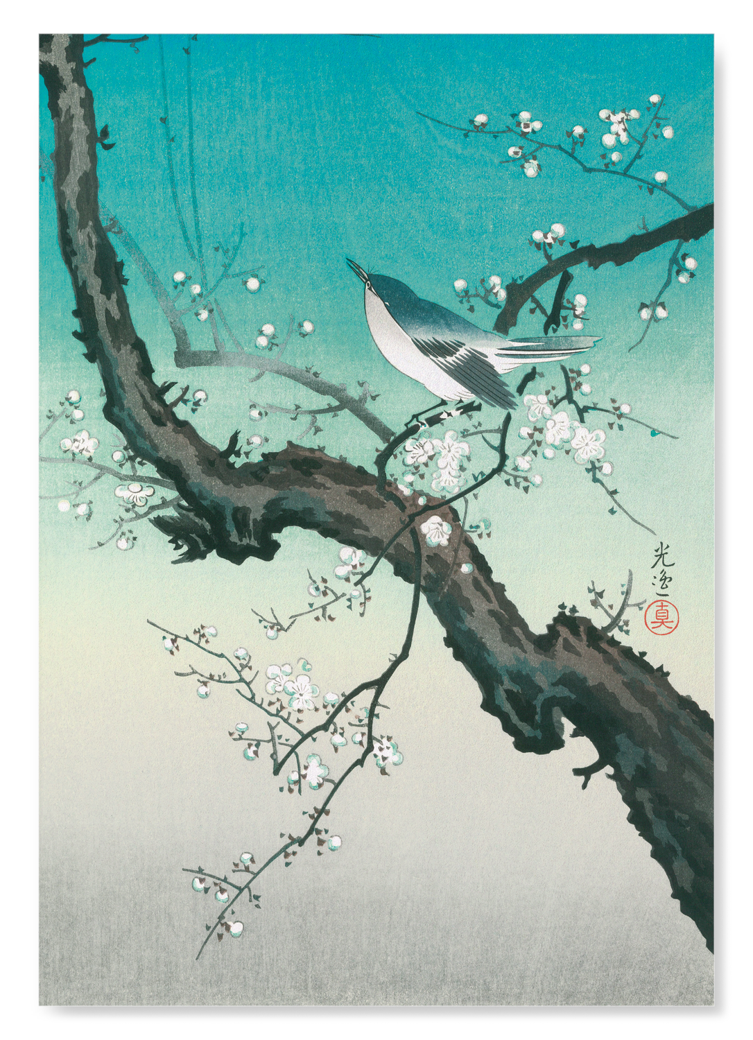 BUSH WARBLER AND PLUM BLOSSOMS