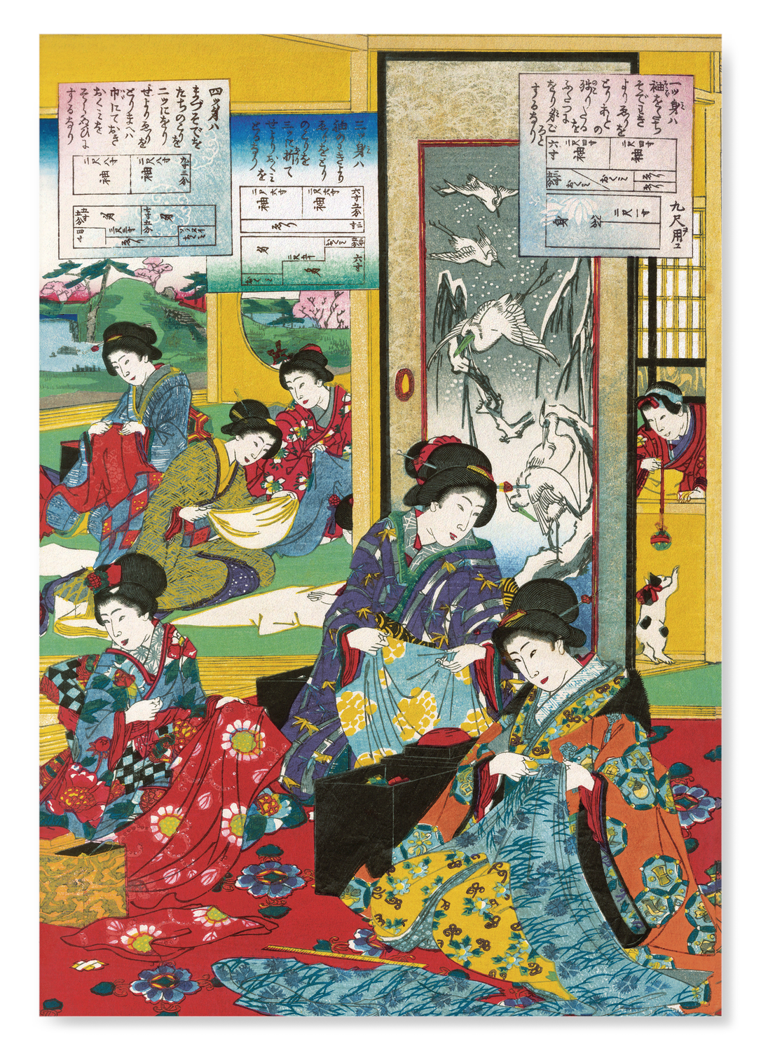 BEAUTIES MAKING KIMONO- MIDDLE (1885)