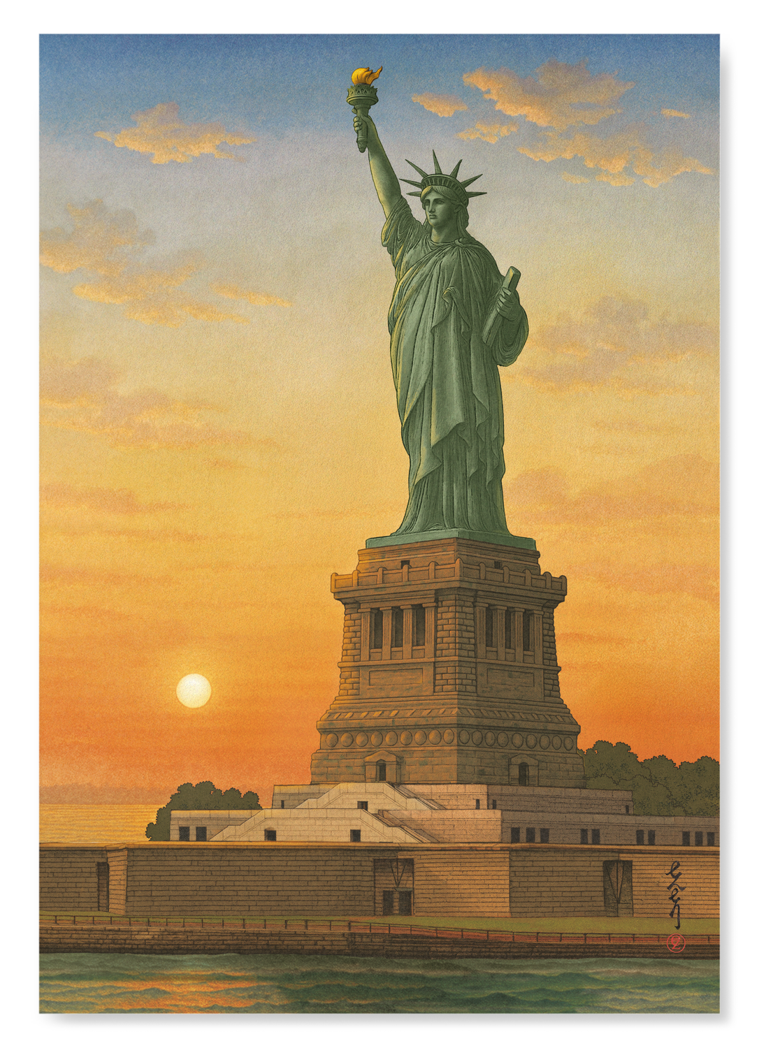 STATUE OF LIBERTY AT SUNRISE