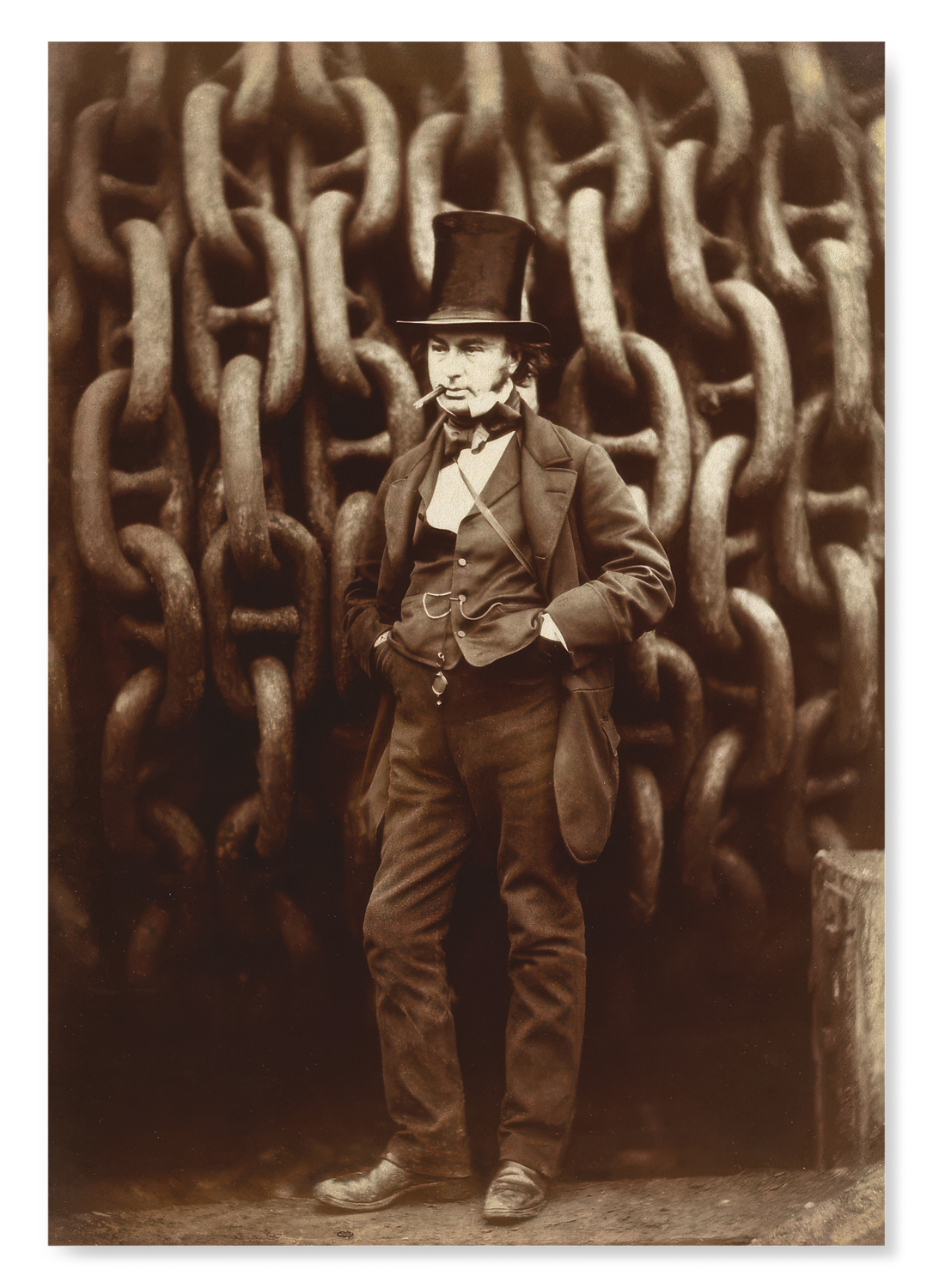 BRUNEL BEFORE THE LAUNCHING CHAINS OF THE GREAT EASTERN (1857)