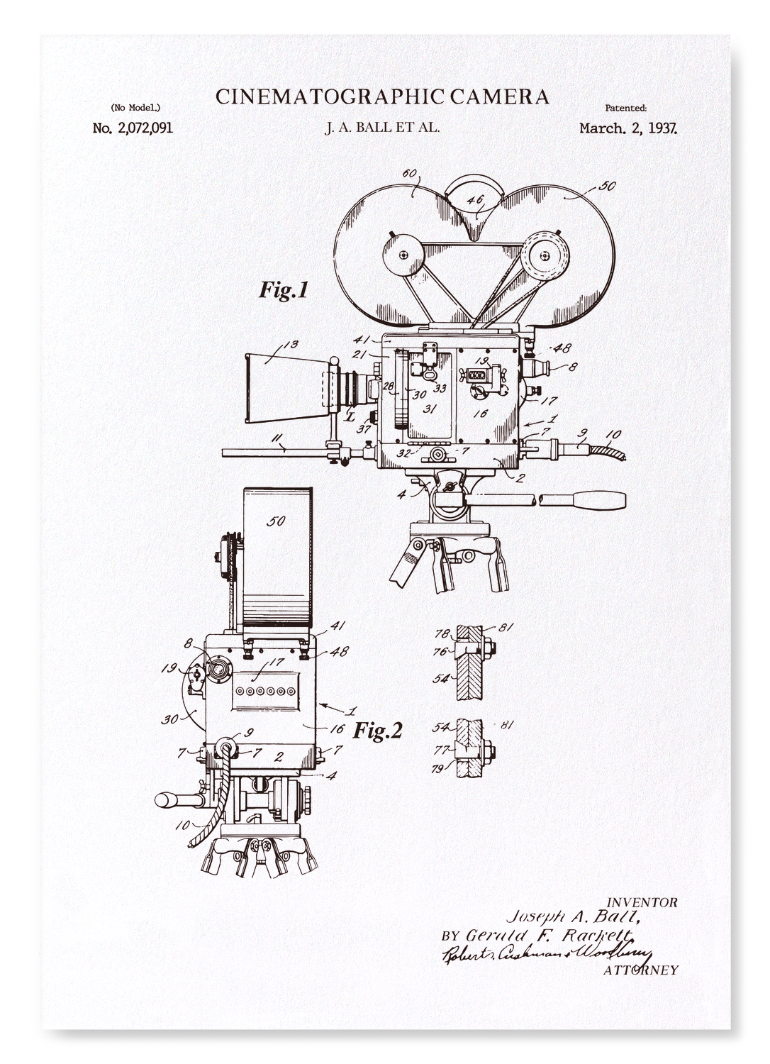 PATENT OF CINEMATOGRAPHY CAMERA (1937)