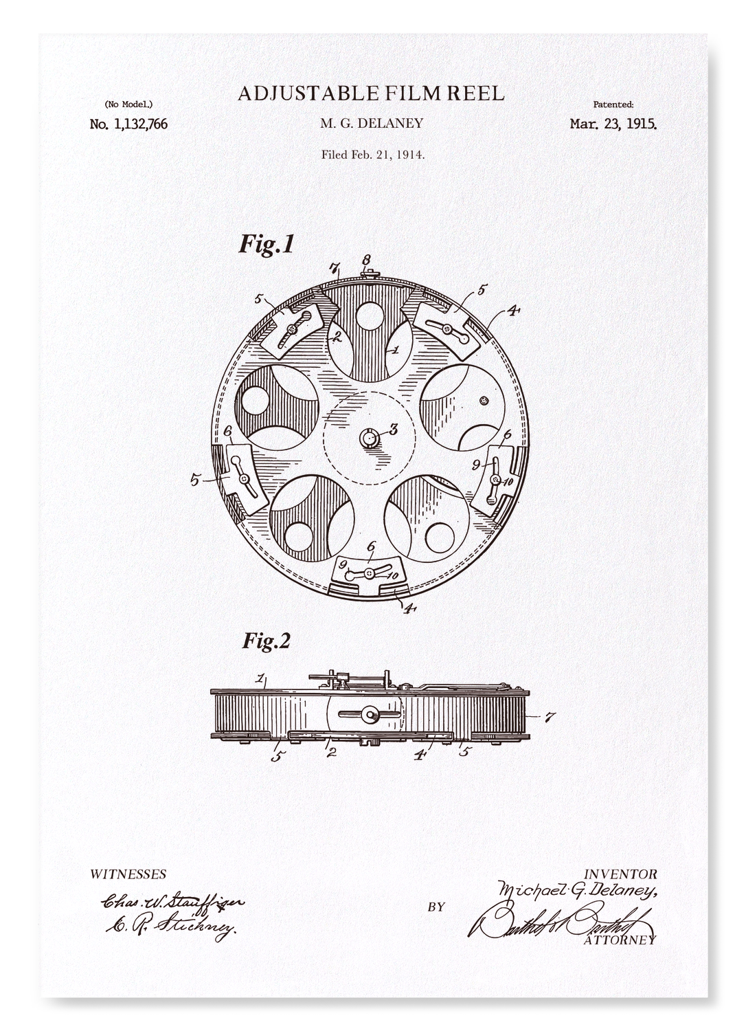 PATENT OF ADJUSTABLE FILM REEL (1915)