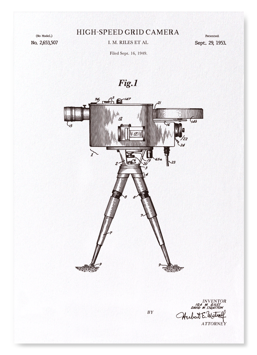 PATENT OF HIGH-SPEED GRID CAMERA (1953)