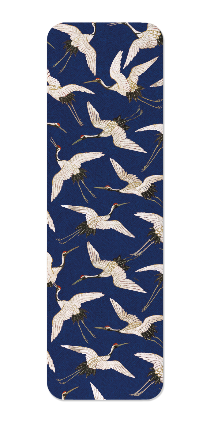 CRANE EMBROIDERY ON BLUE