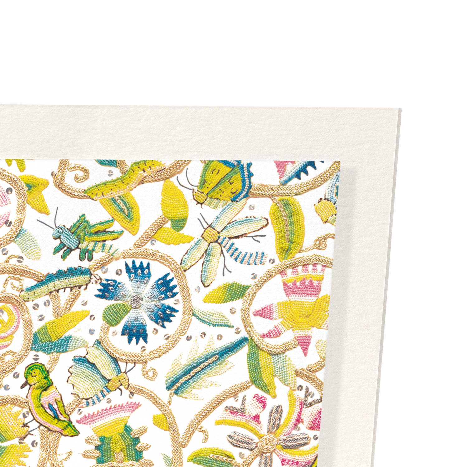 TUDOR COIF EMBROIDERY ON WHITE (17TH C.)